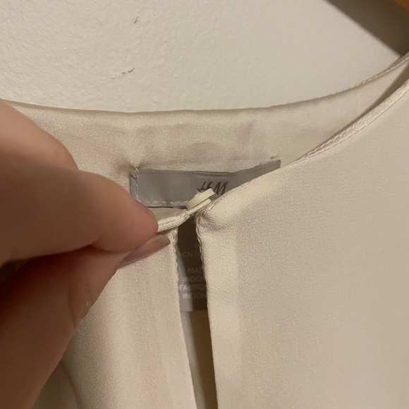 H&M cream chiffon drawstring waist midi dress size large - Picture 6 of 11